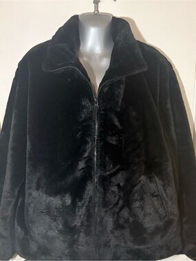 Sabrina Lauren New York Faux Fur Zip Up Jacket Coat No Hood Size Large